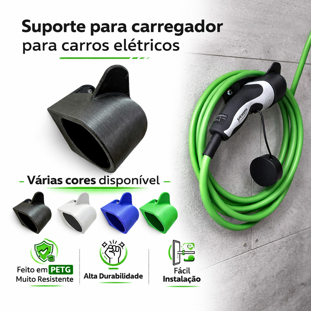Suporte Carregador Carro Elétrico BYD GEELY GWM (Para o carregador Portátil) TIPO 2 BARETIA CARREGADOR CARRO ELETRICO