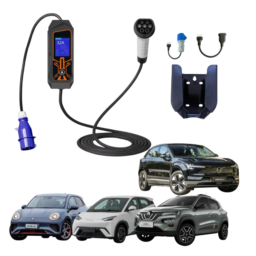 Carregador Portátil 7kW Tipo 2 Carro Elétrico BYD Dolphin Bivolt 5 Metros Universal
