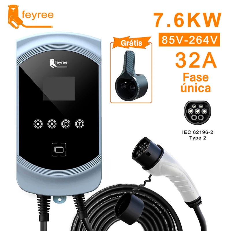 Feyree Carregador De Carro Elétrico 7.6kw 32a Tipo 2 Para Tesla Byd Carregador Parede 110/220V