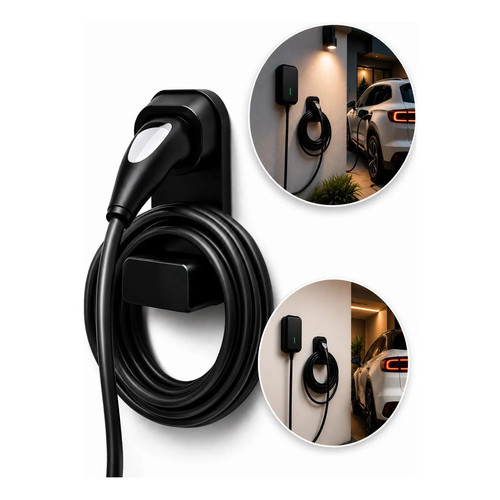 Suporte Carregador Carro Elétrico Tipo 2 Byd Gwm Volvo Duplo Preto 127/220v