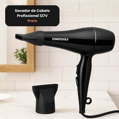 Secador De Cabelo Profissional Potente 1800W Alta Performance 127V Preto