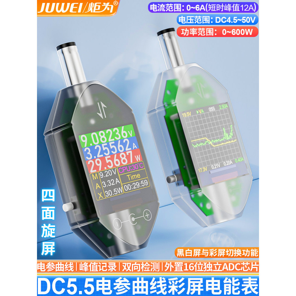 [Good Deals] Juwei DT550High-precision digital display voltage and current meter DC5.5*2.5Interface Tester Digital Power