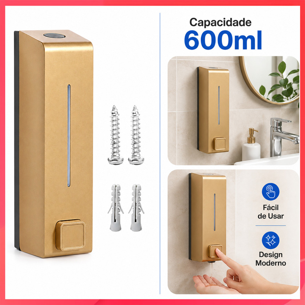 Dispensador de sabão de parede para banheiro comercial, 600ml, restaurante, Hotel, limpeza, líquido, Sub-embalagem, uten