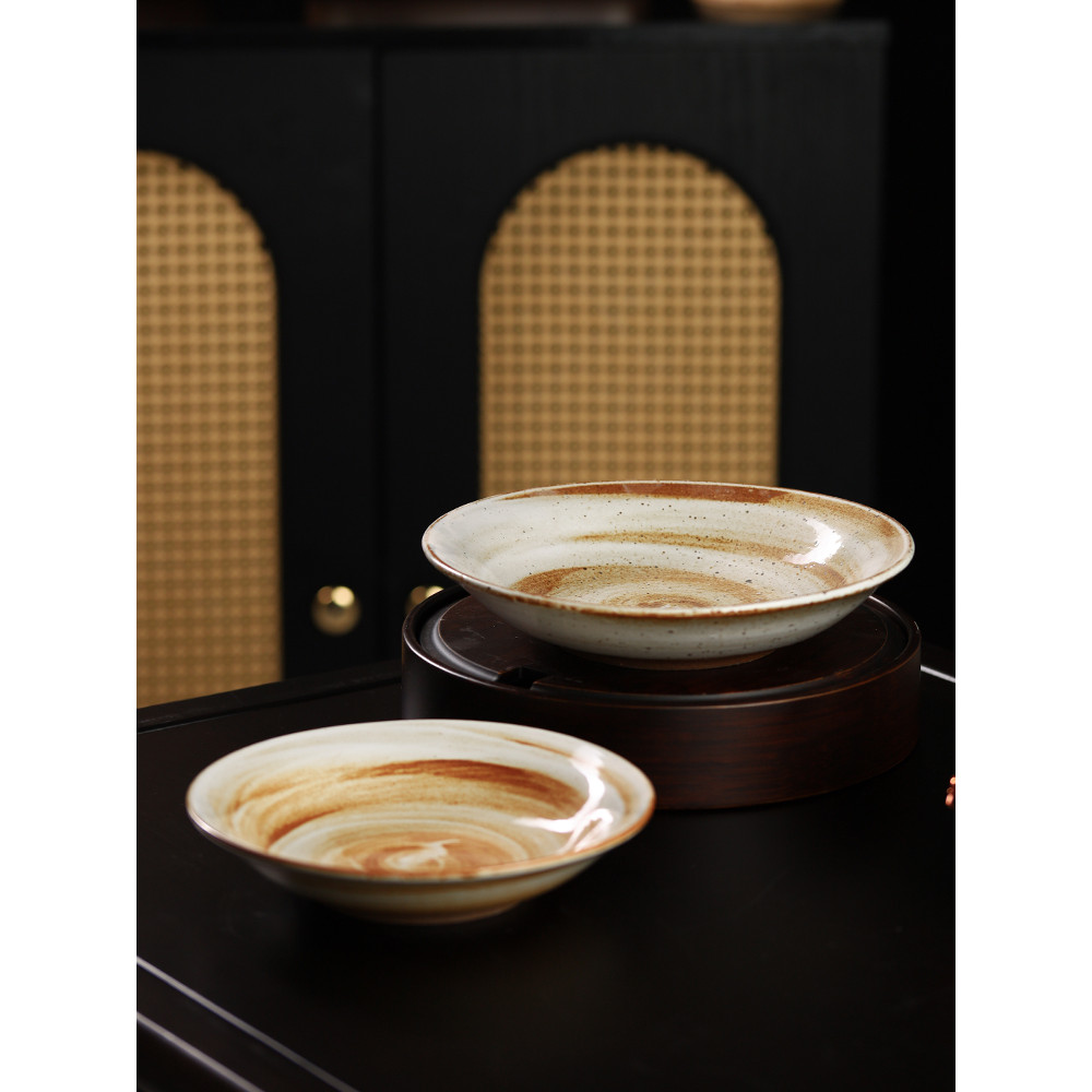 Japonês Retro talheres prato prato criativo escova padrão b & b Hotel comercial Jingdezhen grés