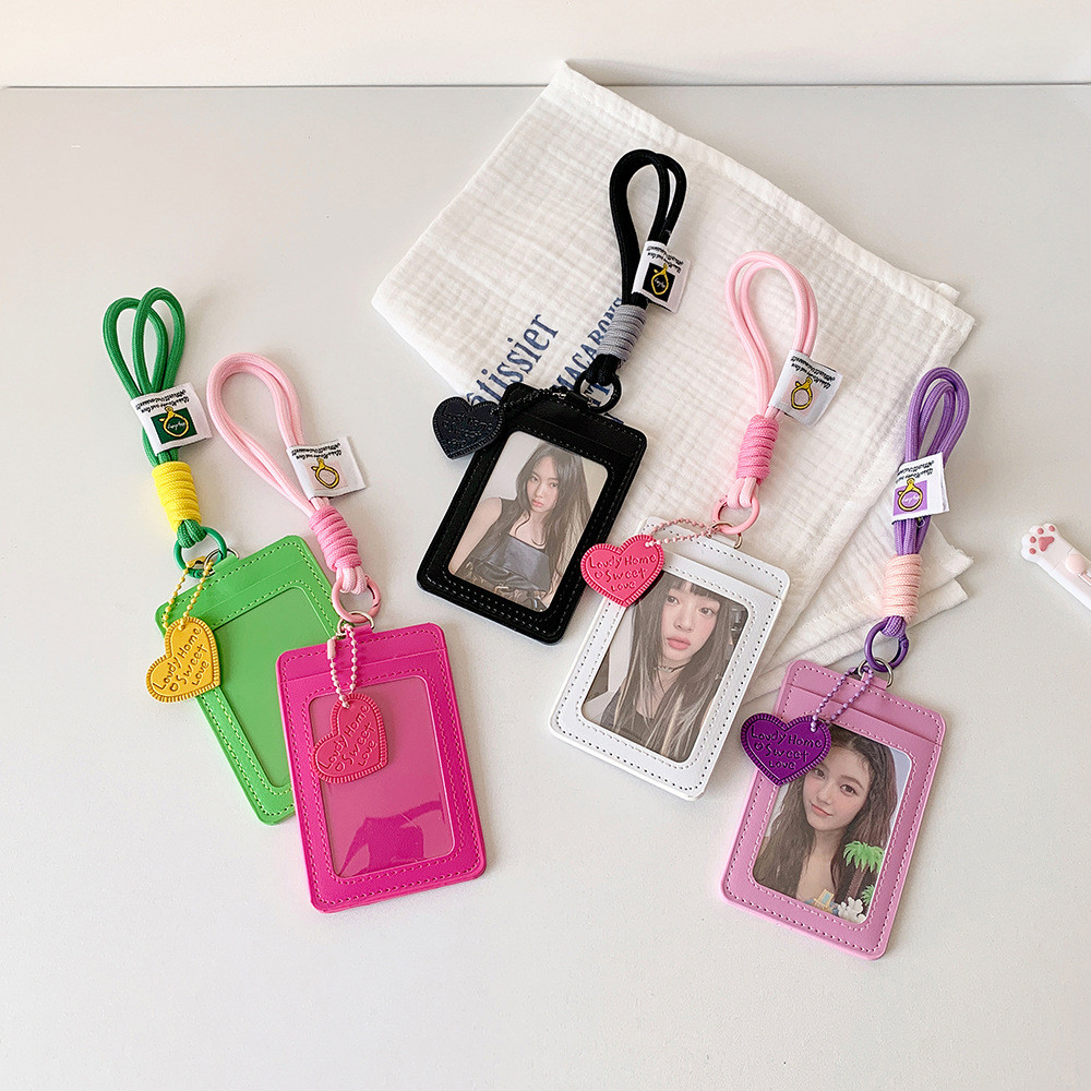 Ins Porta-Cartões De Couro Colorido PU , Capa Protetora Para Armazenamento De Cartão De Identificação De Escritório , Íd