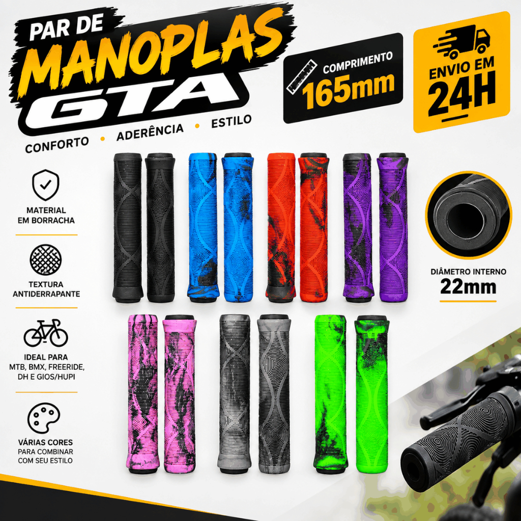Par de Manoplas GTA 165mm para Bike MTB BMX Freeride DH Gios Hupi – Várias Cores