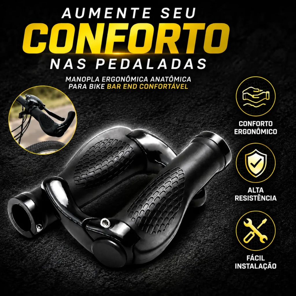 Par de Manopla Para Bike Anatômica Ergonômica Com Bar End Ciclismo Mtb