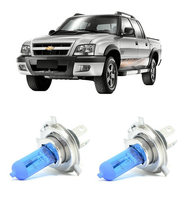 Par Lampada Super Branca Farol Baixo S10 2001 a 2011 8500k H7 12v 55w