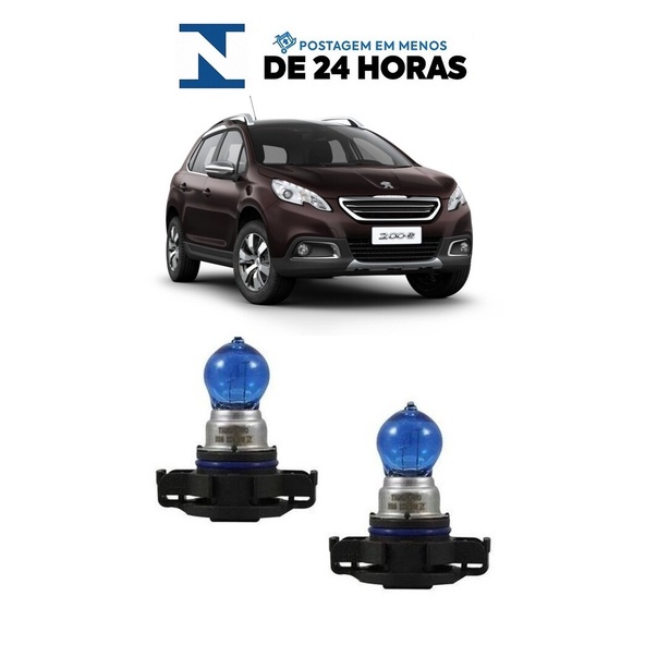 Par Lampada Super Branca Farol de Milha Peugeot 2008 2015 2016 2017 2018 2019 8500k H16 12V