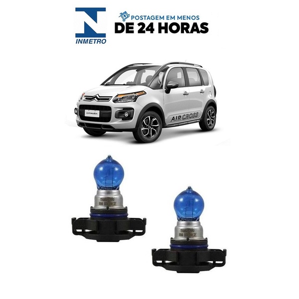Par Lampada Super Branca Farol de Milha Aircross 2010 2011 2012 2013 2014 2015 8500k H16 12V