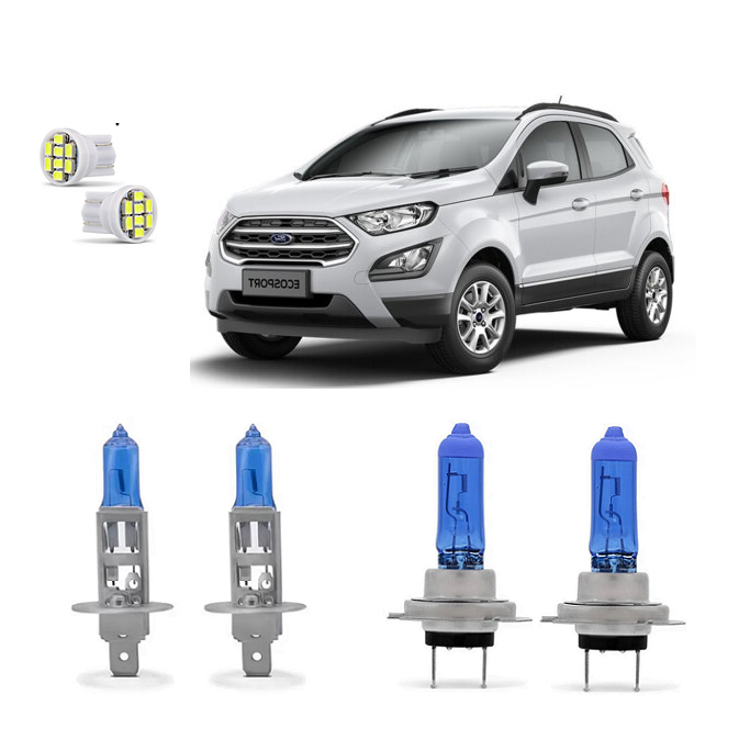 Kit 4 Lampada Super Branca Farol Ecosport 2018 2019 8500k H7 H1 12v 55w