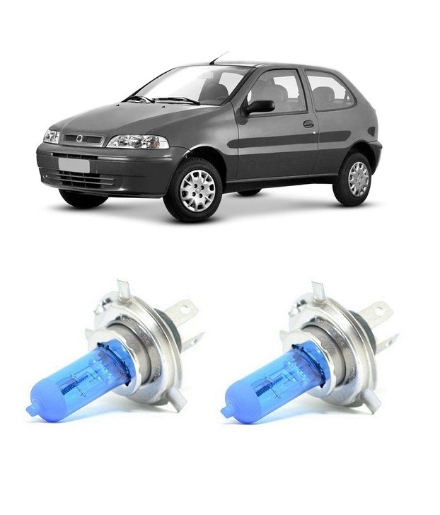 Par Lampada Super Branca Farol Baixo Fiat Palio Siena Strada 2001 2002 2003 8500k H7 12v 55w