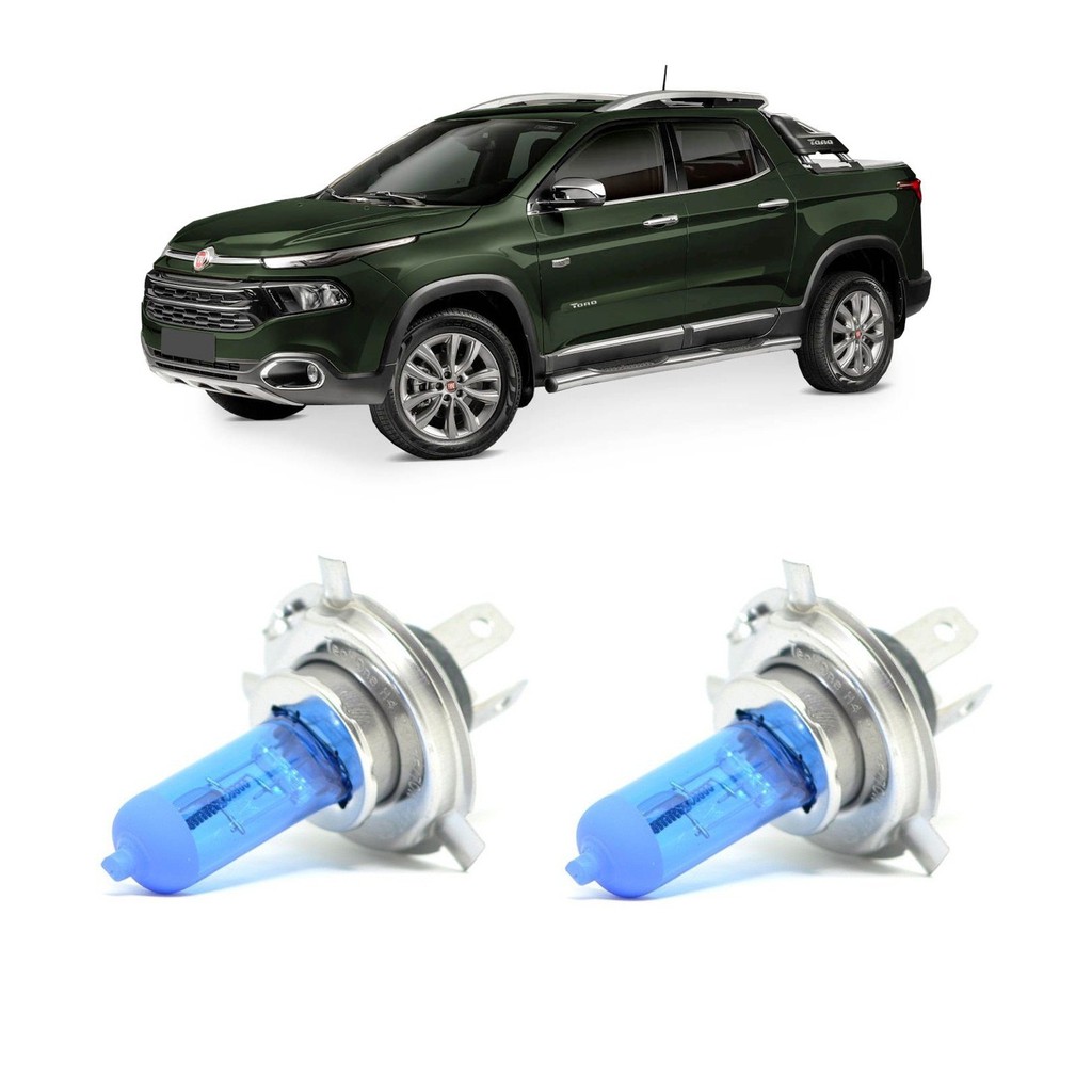 Par Lampada Super Branca Farol Baixo Fiat Toro 2016 2017 2018 2019 2020 8500k H7 12v 55w