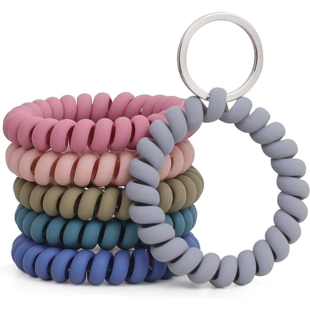 LGEGE 6PCS Stretchable Wristband Wristlet Keychain Key Chain Wristlet,Spring Flexible Spiral Coil ​ Key