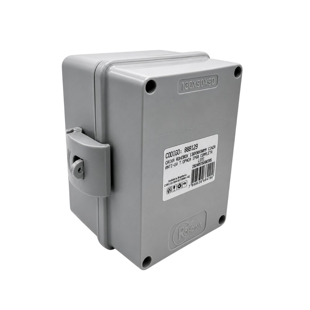 Quadro de Comando Rohdbox Completa 130x90x90 Cinza Opaca IP68 Rohdina