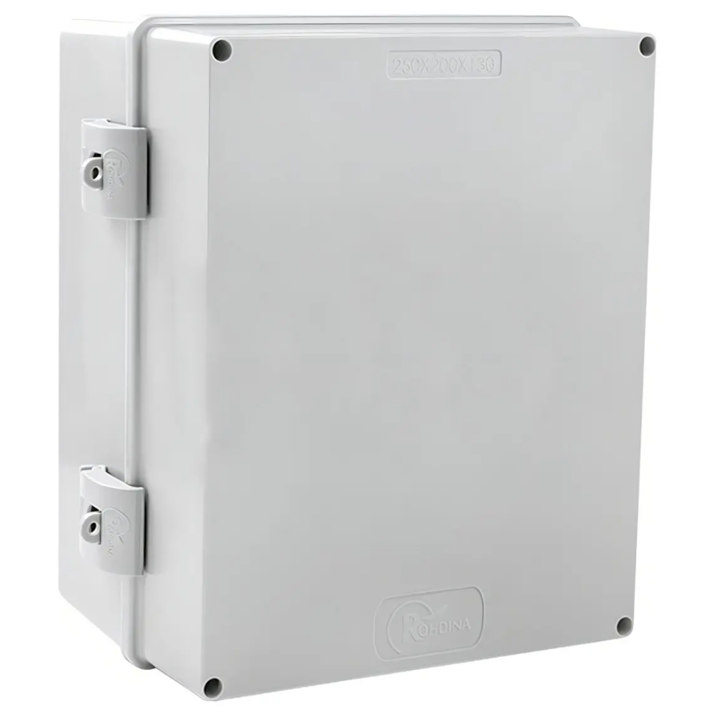 Caixa 250x200x130mm IP68 Completa Cinza Tampa Opaca Rohdina