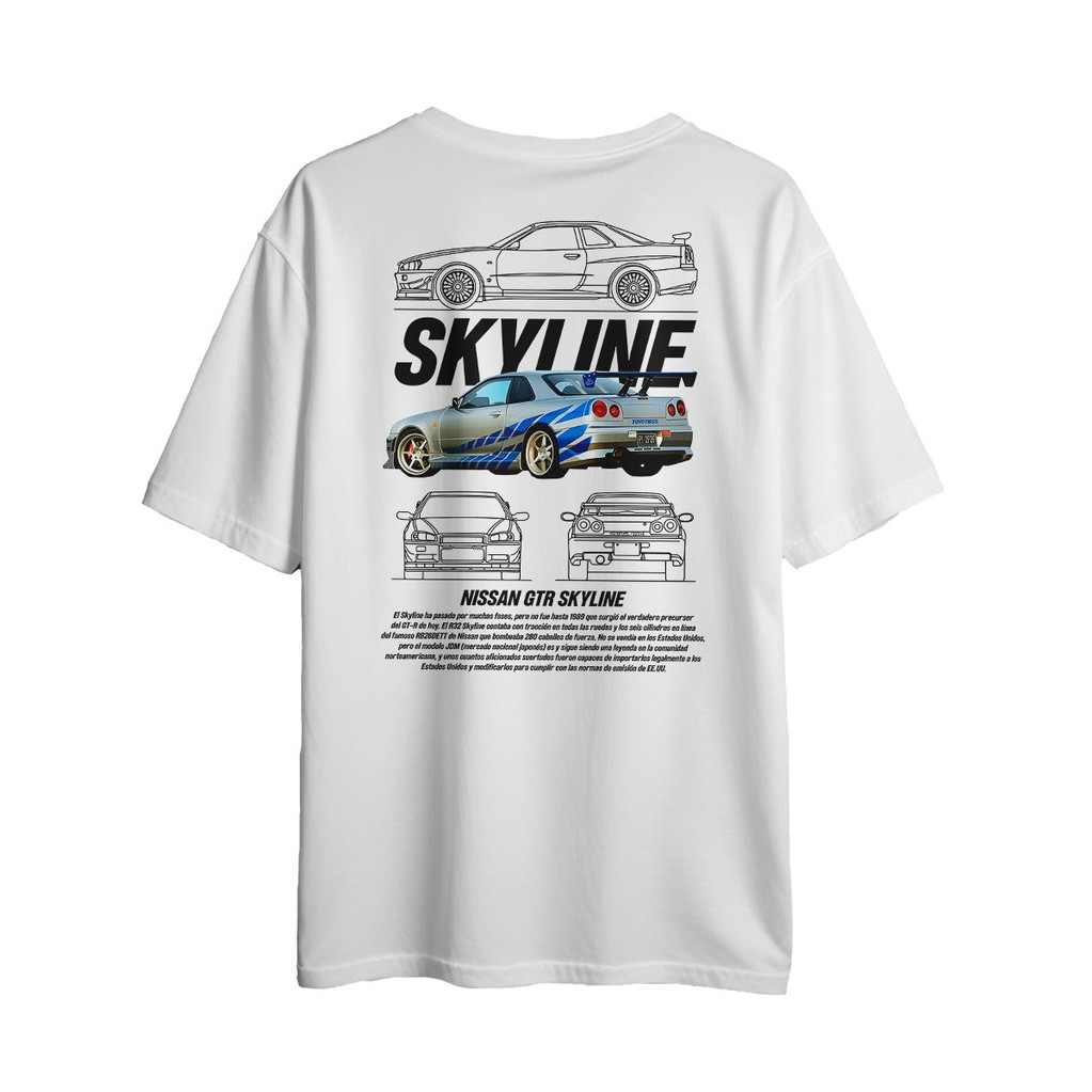 Camiseta Camisa Básica 100% Algodão Carro Skyline GTR Azul Automóvel Envio Imediato AUT-012