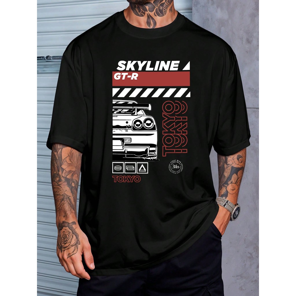 Camiseta Skyline GTR Carro Velozes E Furiosos Brian Tokyo Camisa Unissex Masculino Feminino Plus Size Streetwear Preto