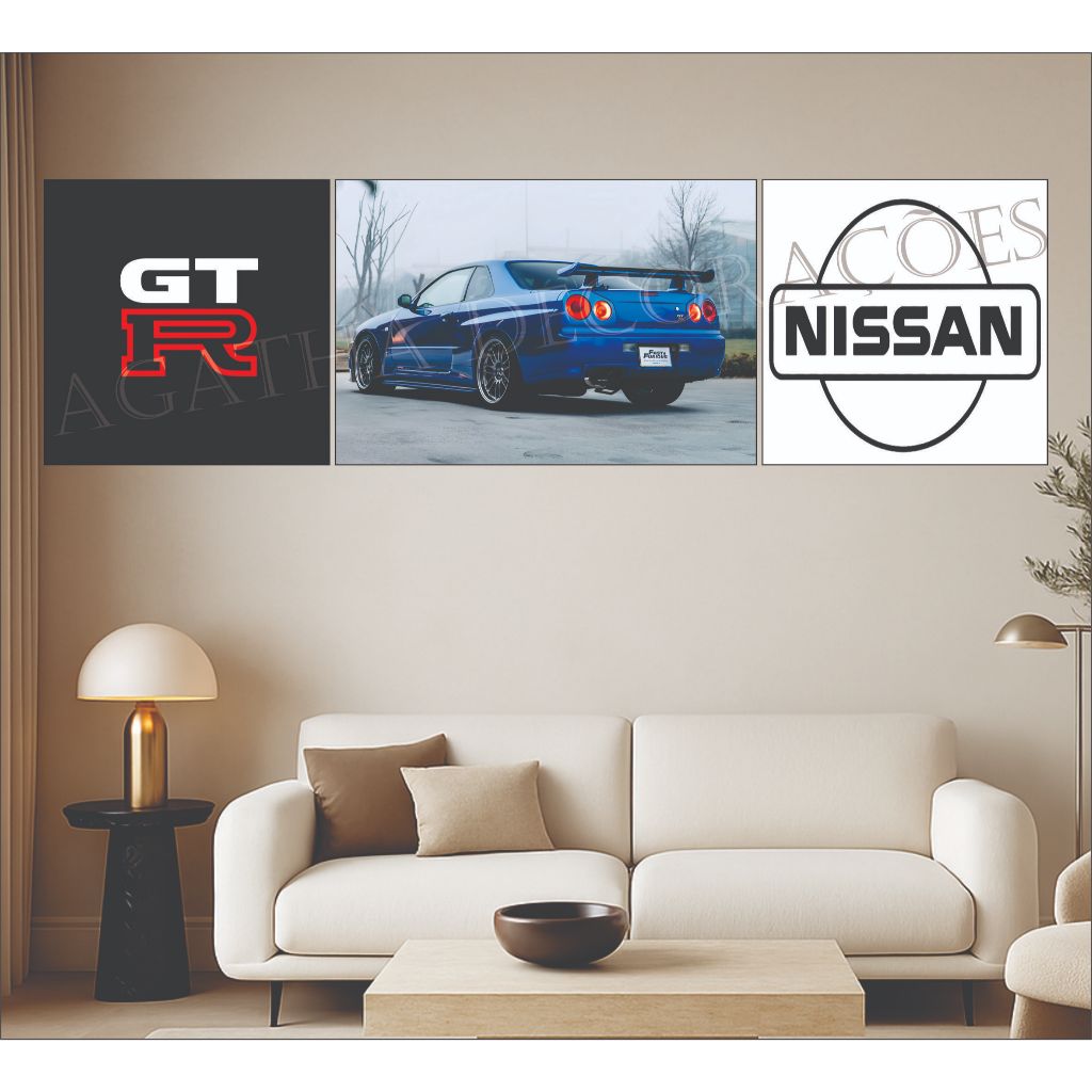 Quadro decorativo sala quarto Paul Walker nissan Skyline gtr r34 carro esportivo carro antigo