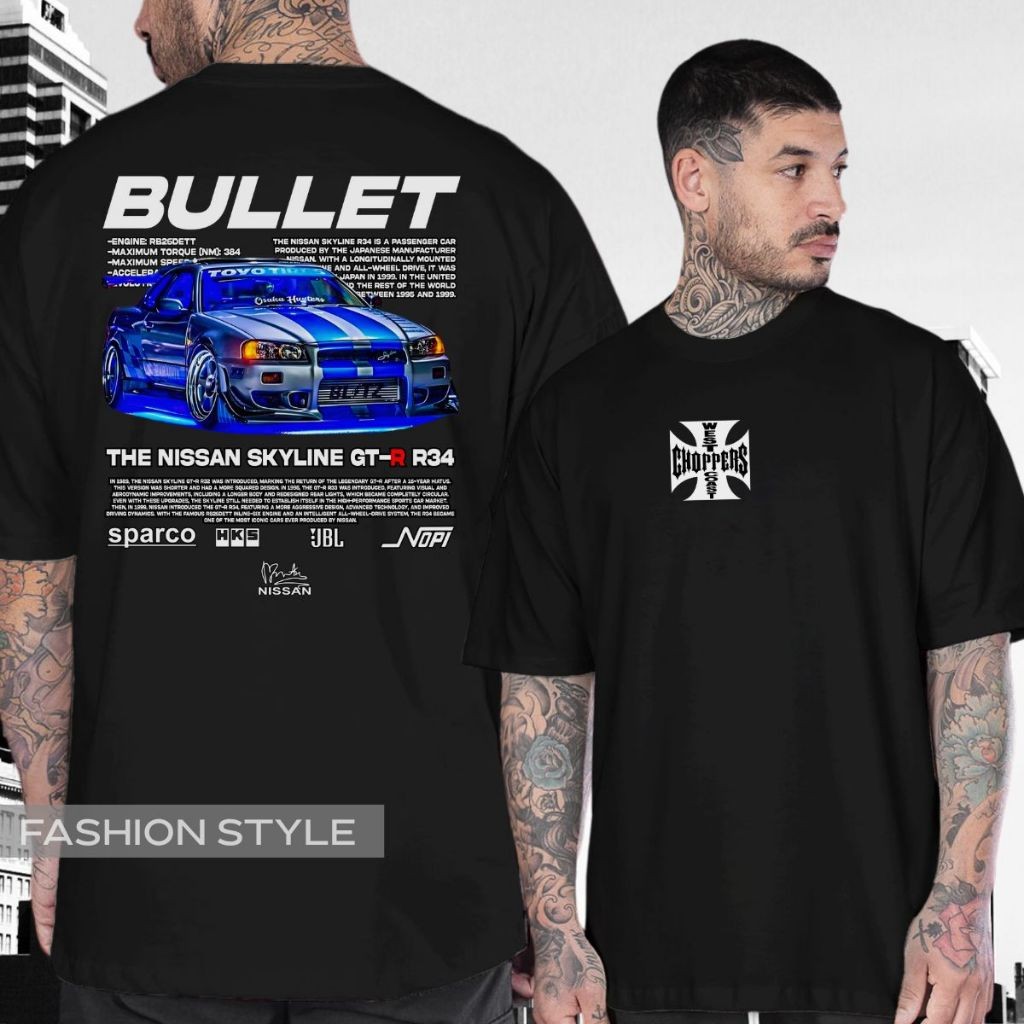 Camiseta Gtr R34 Carro Brian O'Conner Bullet Choppers Paul Walker Skyline Velozes Toretto Furiosos Jdm frio