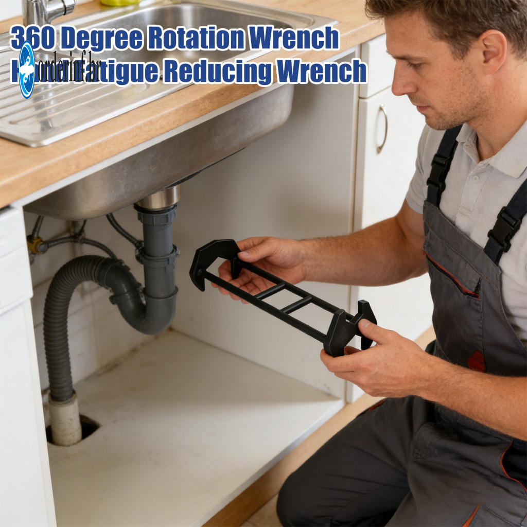 Confined Space Wrench 1/2 Pcs Multifunctional 360° Rotating Sink Set with 7 Faucet Universal Plumbing Tool for Kitchen