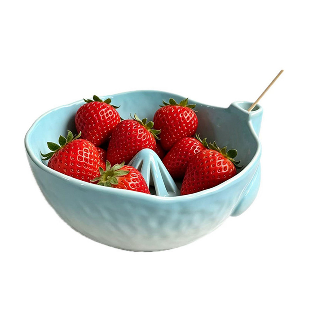 Ceramic Berry Washing Bowl with Drainage Holes – Durable Kitchen Colander for Fresh Berries Vegetables Fruit Rinse Bas