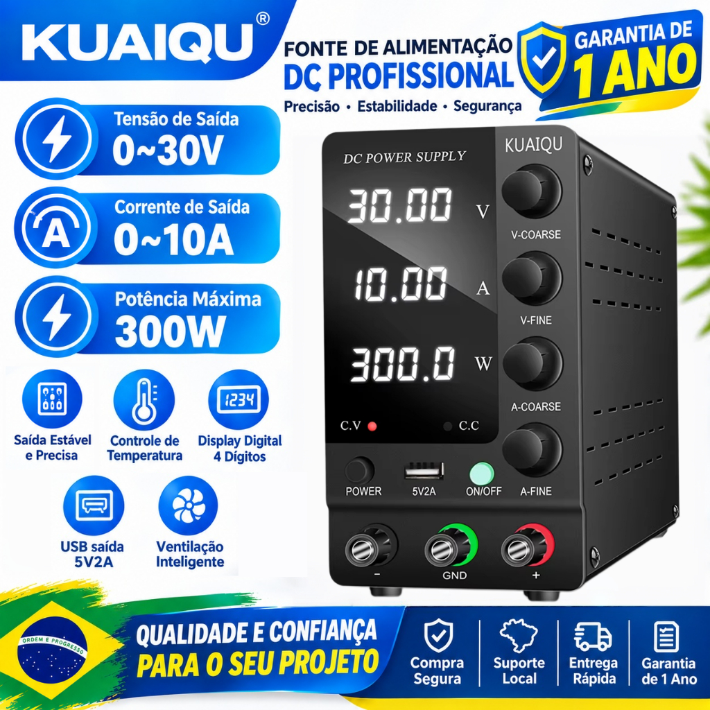 Fonte de Alimentação KUAIQU DC de Bancada SPS-C3010 30V 10A 32V 6A 60V 5A 120V 3A Regulador de Tensão Ajustável Comutada