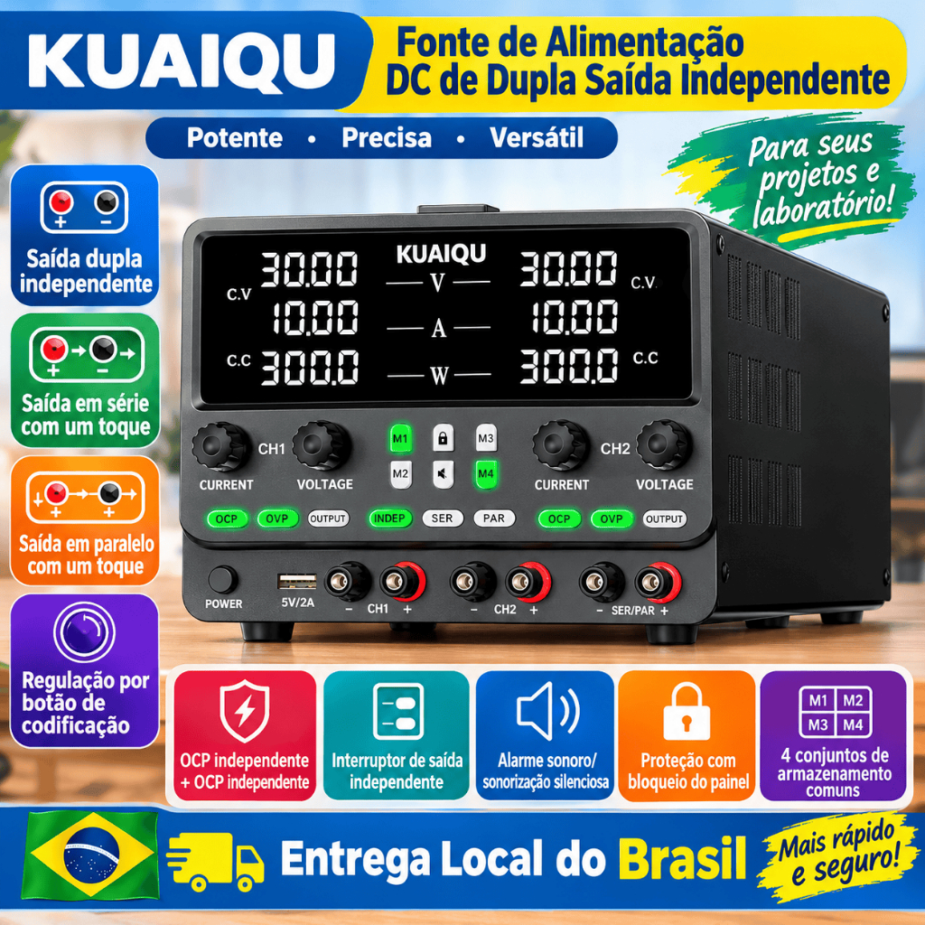 Fonte De Alimentação DC Dupla Variável : 30V 10A Série Regulada Com Comutação Ajustável (60V 10A) Paralelo (30V 20A) Fon