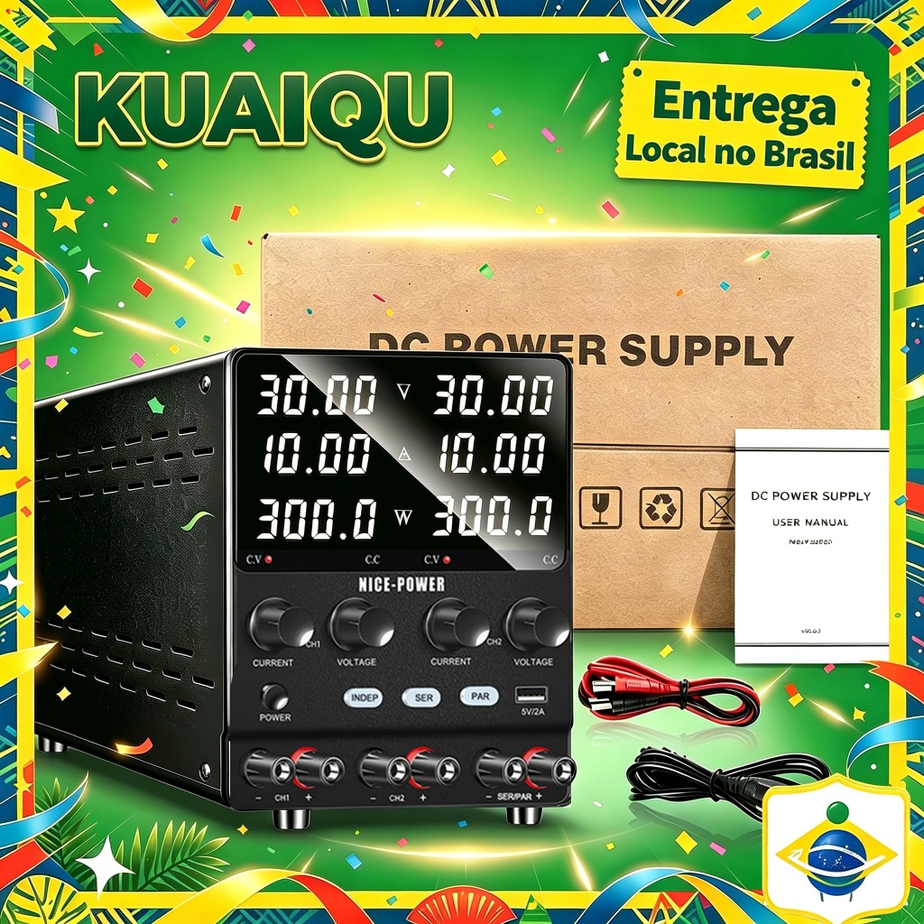 Fonte De Alimentação DC Dupla NICE-Power Variável : 30V 10A Série Regulada Com Comutação Ajustável (60V 10A) Paralelo (3