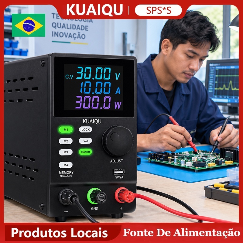 Fonte de alimentação de mesa programável KUAIQU, com Software para PC Interface RS-232 300V 200V 1A 30V 10A com memória
