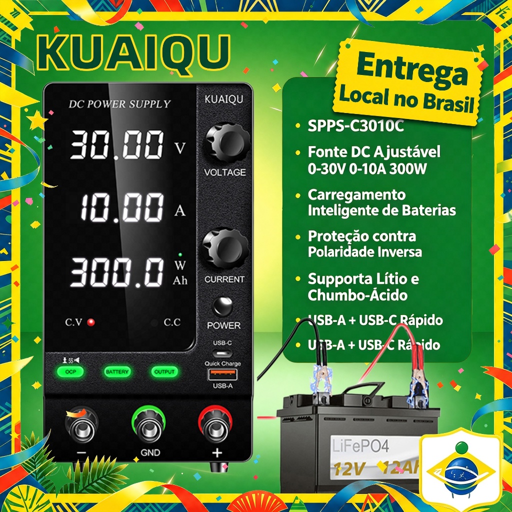 Fonte De Alimentação UAIQU DC Variável 30V 10A De Bancada Regulada Com Comutação Ajustável 12V 24V 48V 72v Modo De Carre