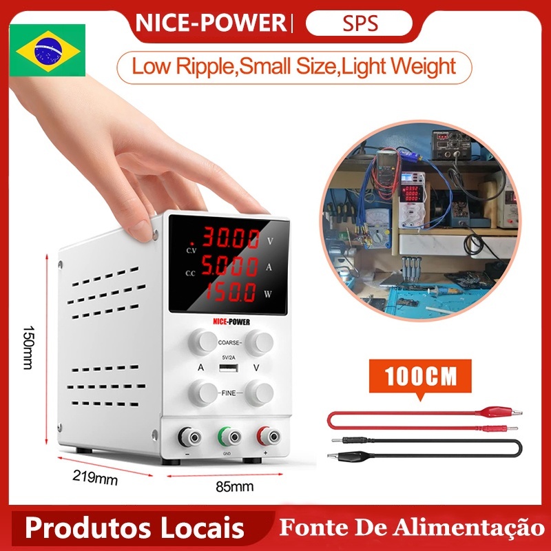 Fonte De Alimentação DC De Laboratório De Bancada 0-30V 10A Powerbank Ajustável 60V 5A 120V 3A 24h Transporte Rápido