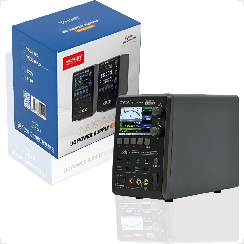 Fonte de alimentação inteligente De Bancada Profissional Tela Gráfico display LCD 30V 10A YX-3010AD