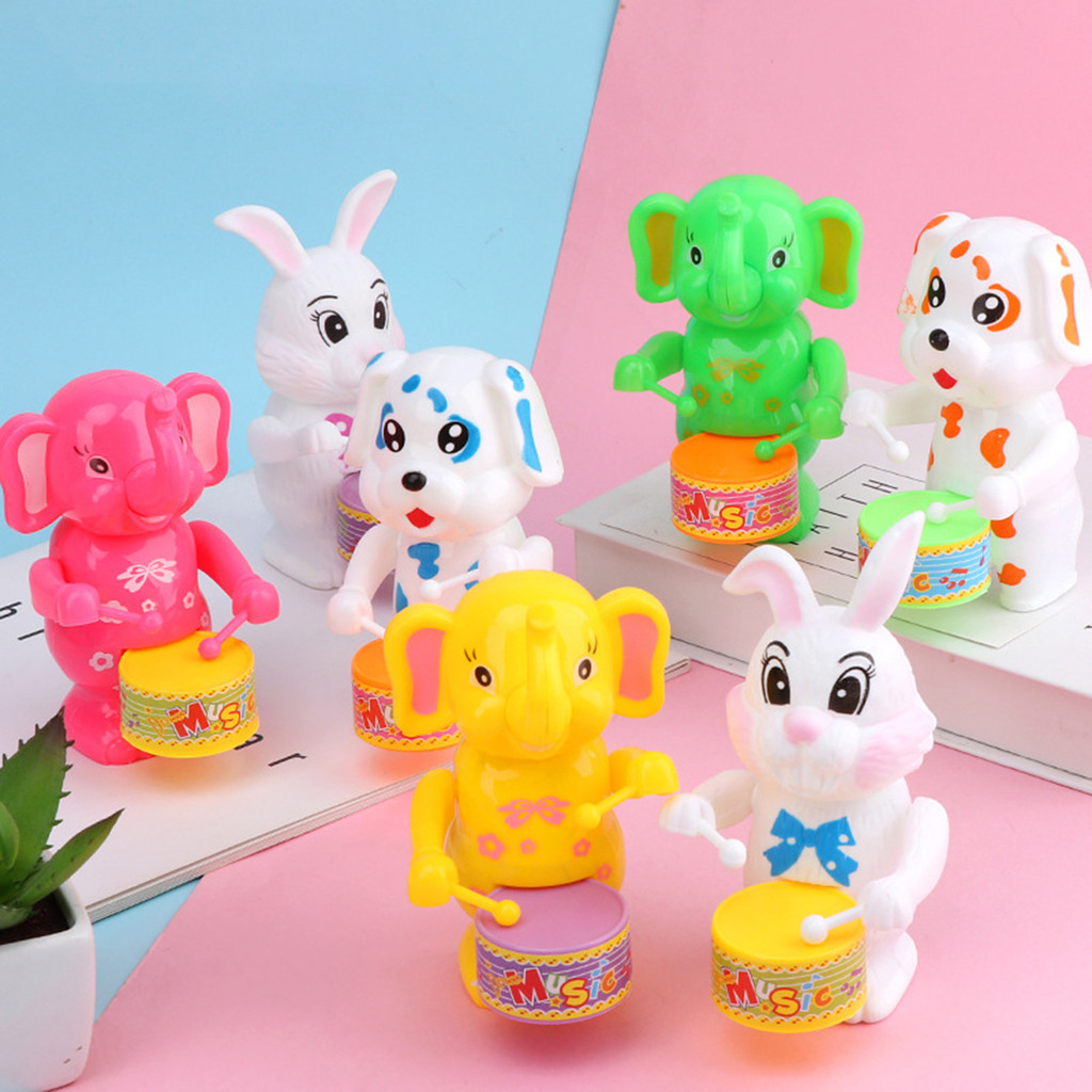 Amocas Engraçado Acabar Brinquedo Bonito Dos Desenhos Animados Coelho Cão Elefante Drumming Crianças Animal Relógio Brin