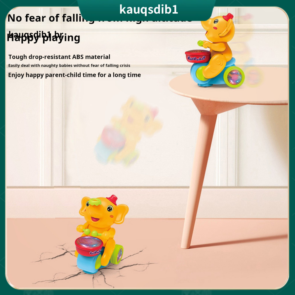 Kids Elephant Musical Toy Elephant-shaped Percussion Instrument Baby Drumming with Music Lights Walking Ball – Early E