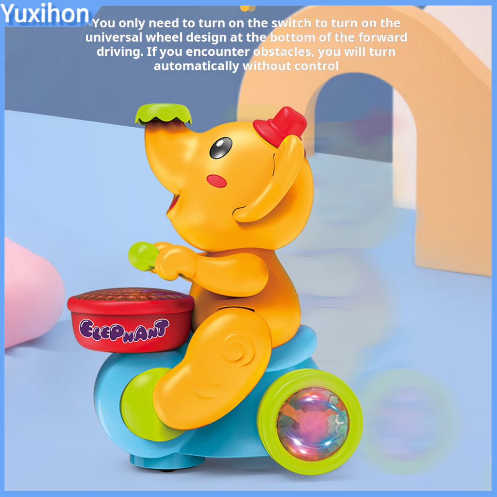 Drumming Elephant with Floating Ball Kids Musical Toy Baby Music Lights Walking – Early Educational for 6-12 Months In