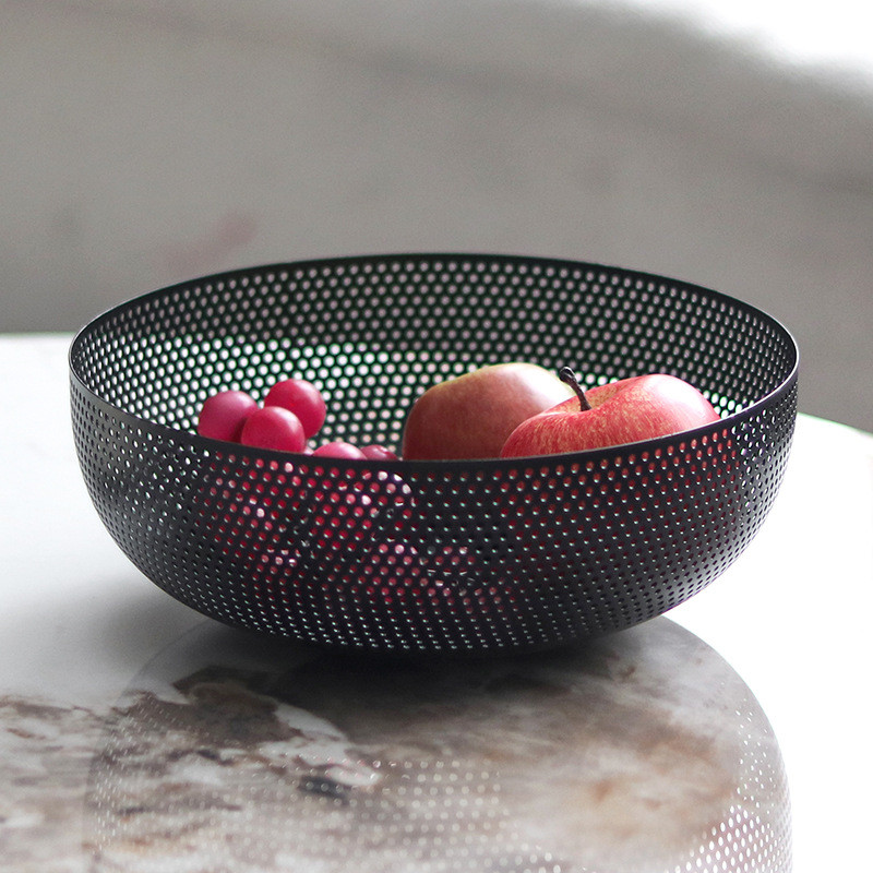 Designer Iron Mesh Fruit Basket Ornament for Living Room, Modern Creative Snack and Fruit Tray, Nordic Home Decoration