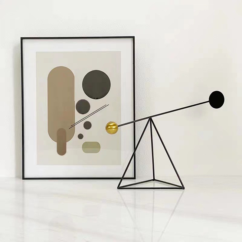 EMQK Modern minimalist black geometric iron art decorative piece, suitable for hallways, model homes, living rooms, and