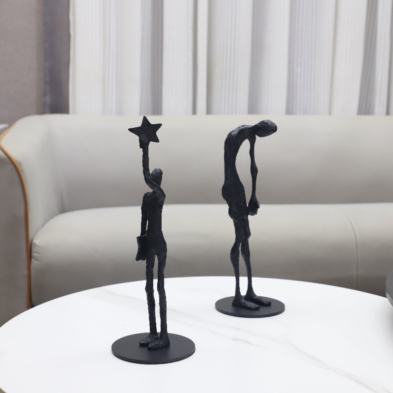 MSKU Modern minimalist abstract geometric cast iron sculpture, decorative piece for entryway, living room, hotel, model