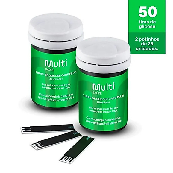 Tiras de Glicemia - Care Plus - Caixa com 50un - Multi Saúde - HC489