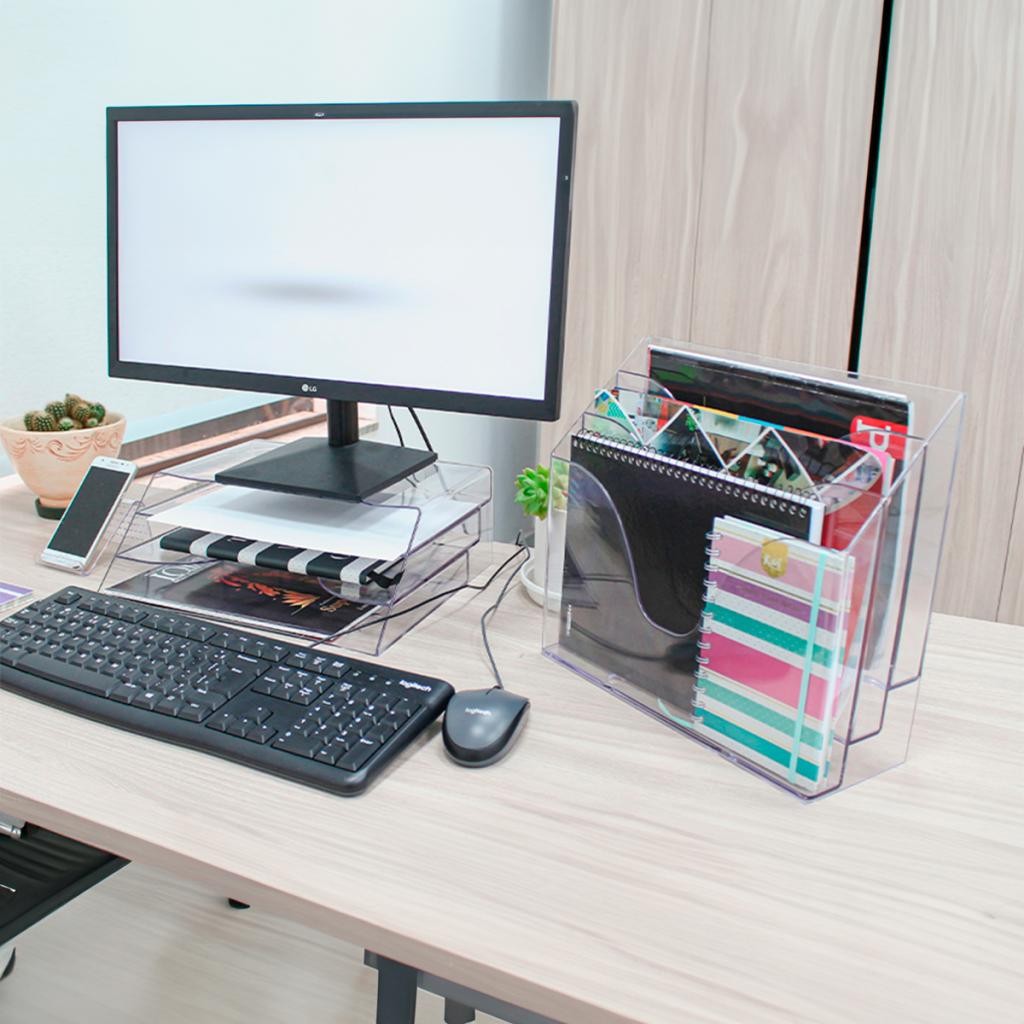 Suporte de Monitor Organizador de Sulfite Documentos Multiuso Display de Mesa