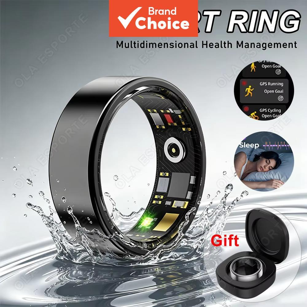 Anel inteligente para homens e mulheres com Bluetooth, monitor de frequência cardíaca, oxímetro de sangue, multi-esporte