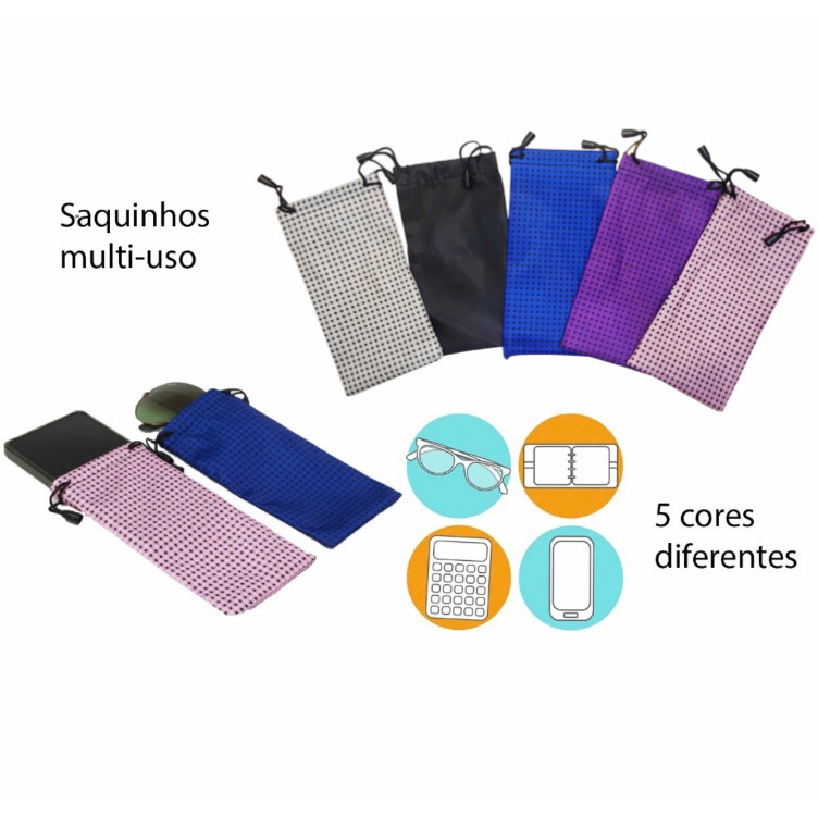 Kit 10/20/30/40 Bolsa impermeável para óculos de sol com estampa xadrez colorida Nova
