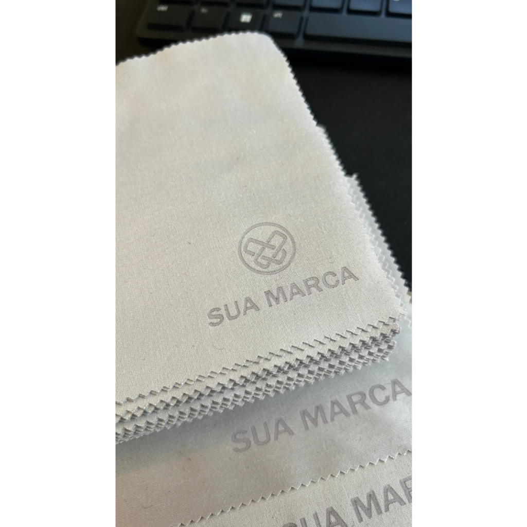 Flanelas para óculos personalizadas - Pacote com 100 unidades cinza