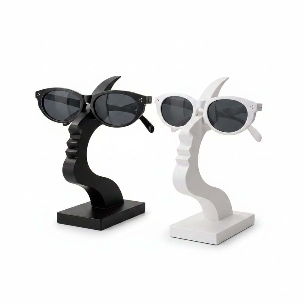 Kit com 2 Porta Óculos Decorativos | Estilo Rosto | Design Moderno e Elegante Preto/Branco
