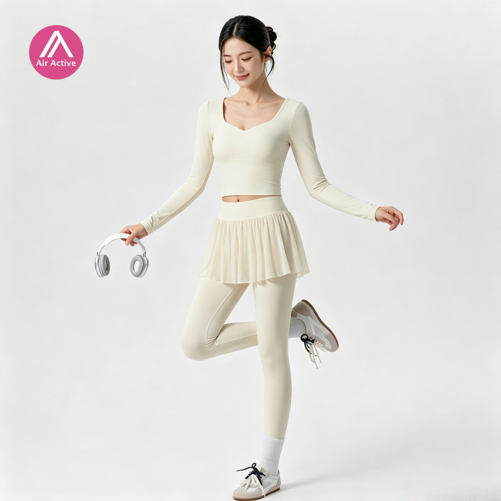 Conjunto Esportivo AirActive Malha Fitness Duas Peças Emagrecimento Respirável Ioga Pilates Academia