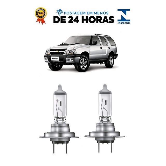 Par Lampada Farol Baixo Blazer 2001 2002 2003 2004 2005 2006 2007 2008 2009 2010 2011 H7