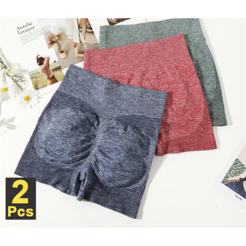 kit com 2 shorts empina bumbum Esportivos De Alta Elasticidade Sem Costura Para Mulheres Respirável Leggings