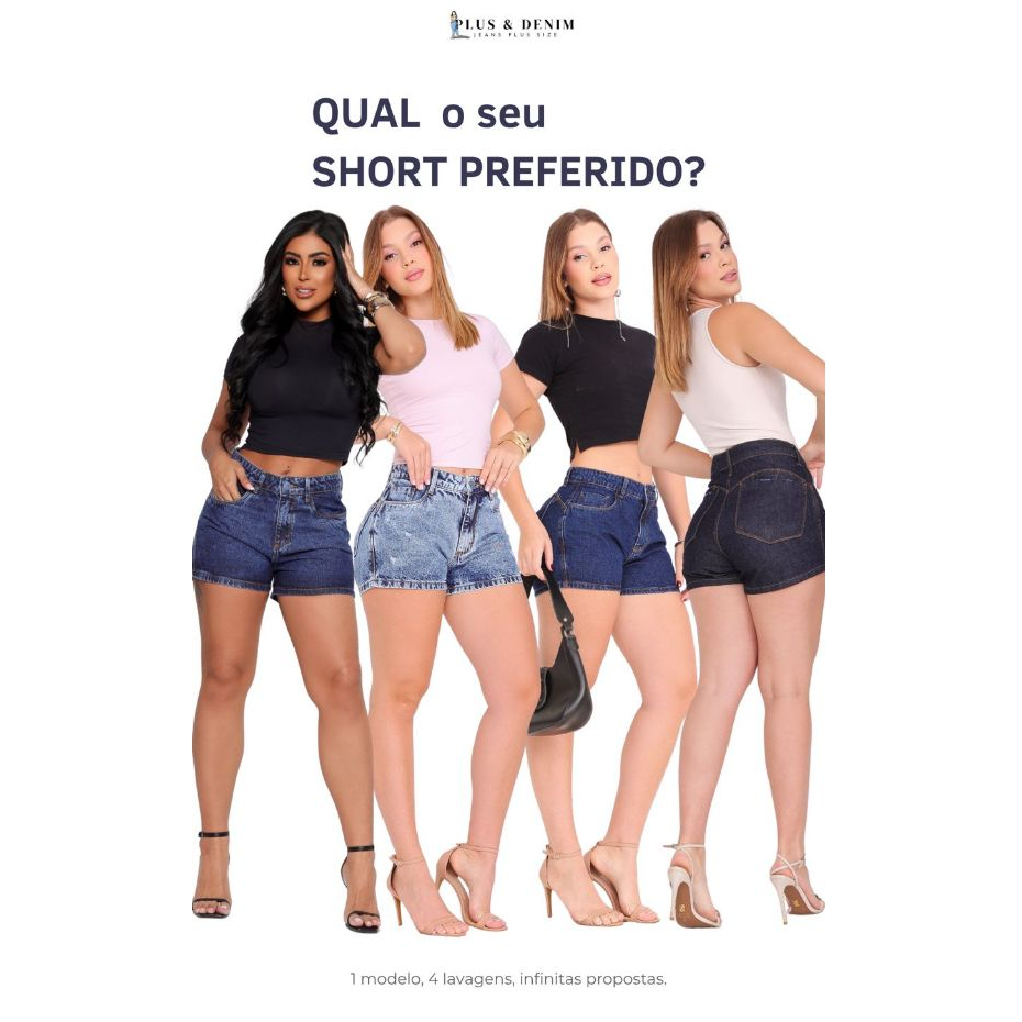 SHORT JEANS FEMININO CÓS ALTO EMPINA BUM BUM 100 % ALGODÃO, TENDENCIA, SOLTINHO, VERÃO