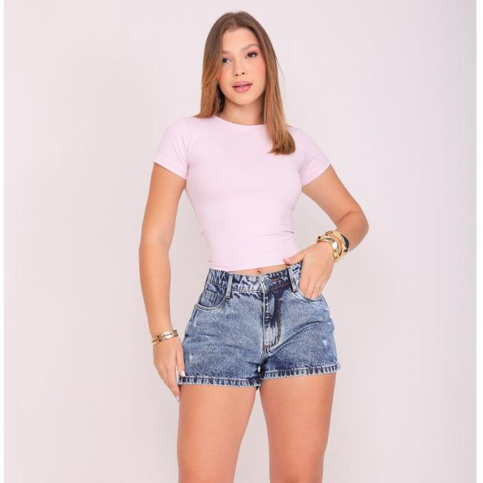 Short Jeans Feminino Empina Bumbum Jeans Premium Cintura Alta Modela Corpo